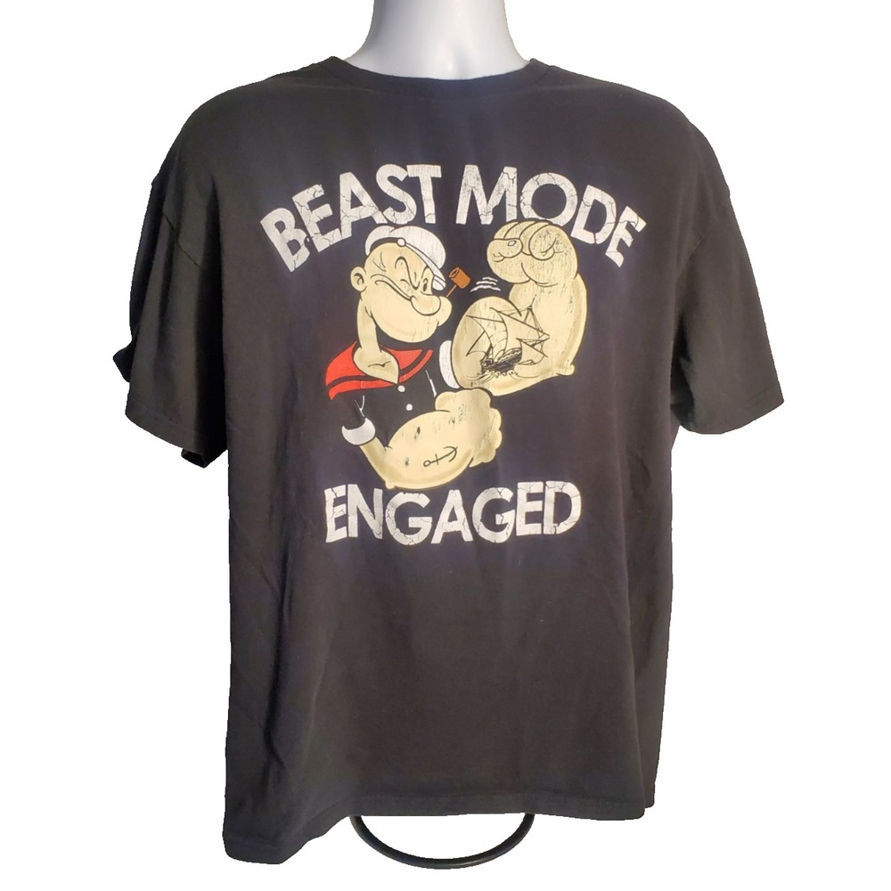 Popeye "Beast Mode Engaged" Men's XL Black T-Shirt